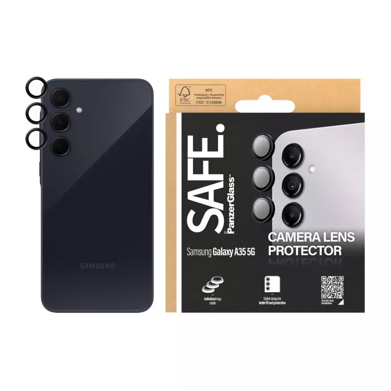 Protector de lente de cámara PanzerGlass SAFE. by ® negro Samsung Galaxy A35 5G