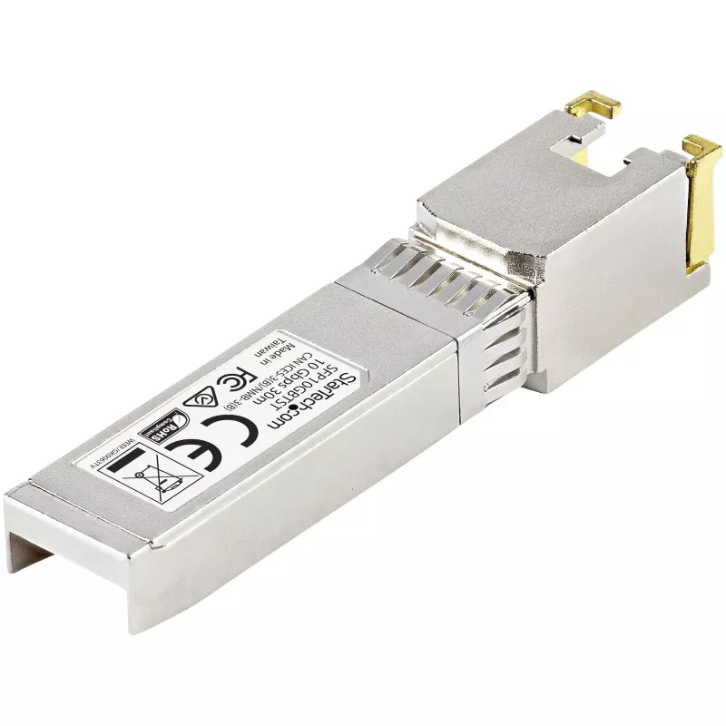 Módulo transceptor SFP+ compatible con MSA StarTech.com - 10GBASE-T ~ Módulo SFP+ MSA sin codificar - 10GBASE-T - SFP a RJ45 Cat6/Cat5e - 10GE Gigabit Ethernet SFP+ - RJ-45 30 m