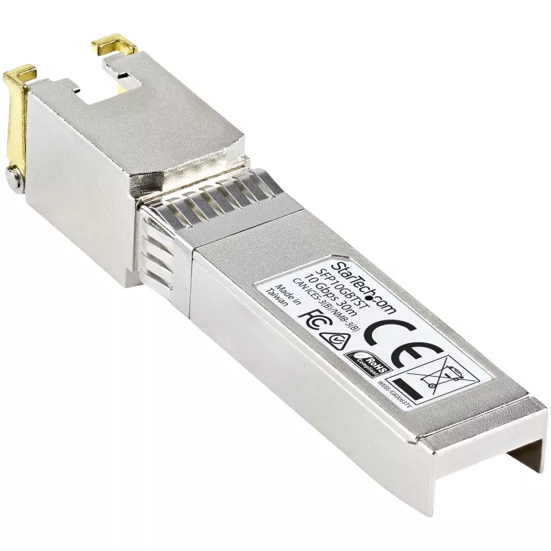 Módulo transceptor SFP+ compatible con MSA StarTech.com - 10GBASE-T ~ Módulo SFP+ MSA sin codificar - 10GBASE-T - SFP a RJ45 Cat6/Cat5e - 10GE Gigabit Ethernet SFP+ - RJ-45 30 m