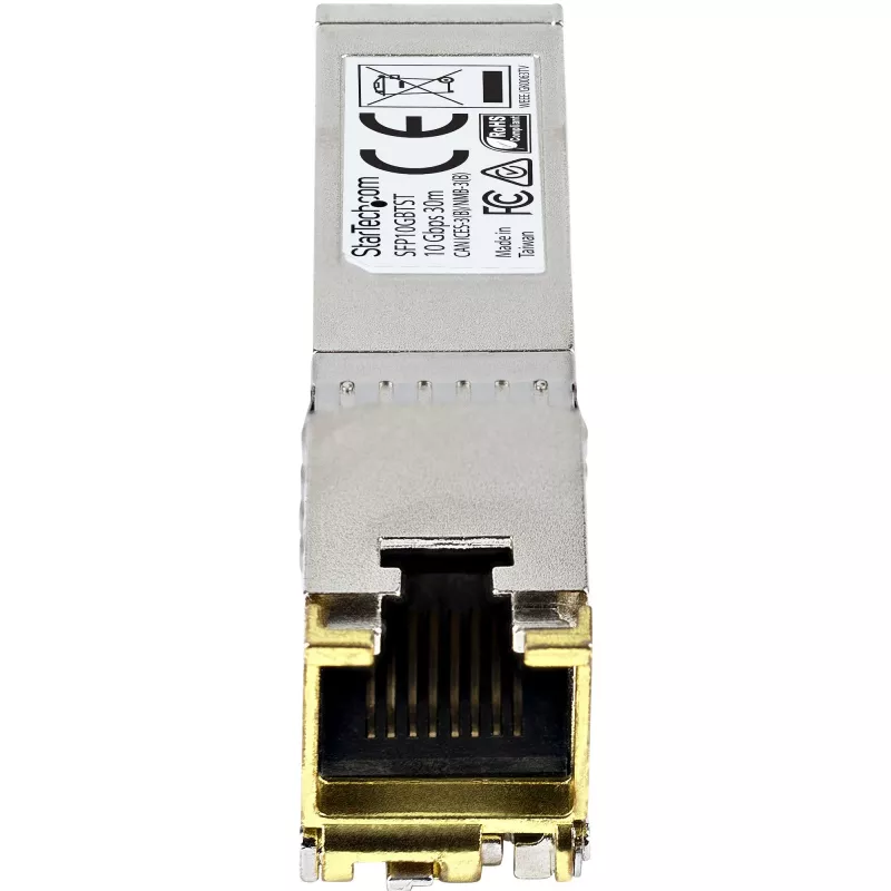 Módulo transceptor SFP+ compatible con MSA StarTech.com - 10GBASE-T ~ Módulo SFP+ MSA sin codificar - 10GBASE-T - SFP a RJ45 Cat6/Cat5e - 10GE Gigabit Ethernet SFP+ - RJ-45 30 m
