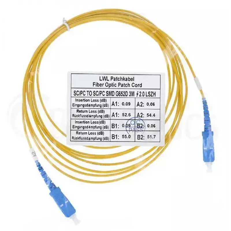 Cable de fibra óptica BlueOptics SFP2222BU50MK SC G.657.A1 50 m amarillo
