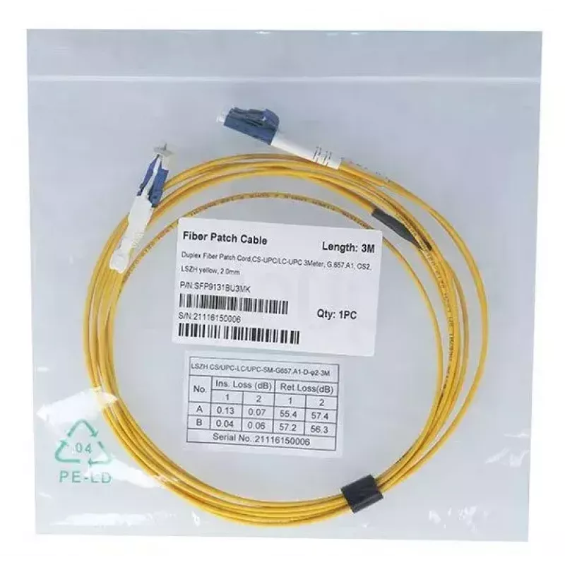 Cable de fibra óptica BlueOptics SFP9131BU5MK CS LC OS2 5 m amarillo