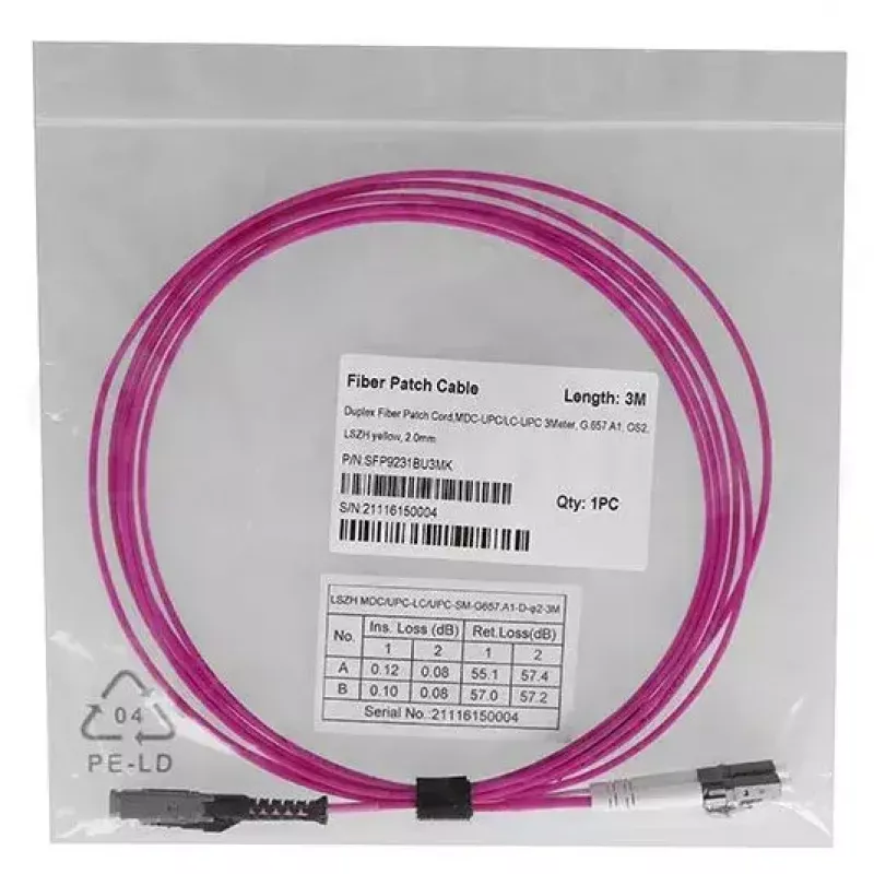 BlueOptics SFP9231FU0.5MK Cable de conexión de fibra óptica Duplex, MDC-UPC/LC-UPC, multimodo OM4 50/125 µm, 0,5 m