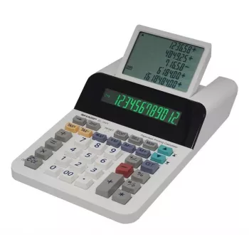 Sharp EL-1501 Calculadora de sobremesa con impresora multicolor, blanca