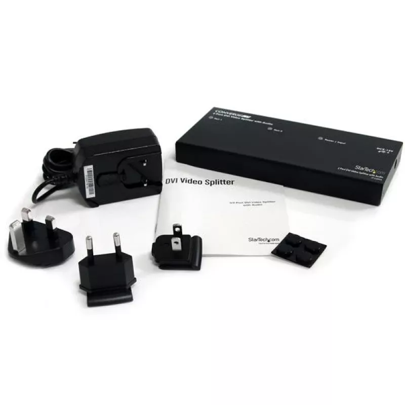 Divisor de vídeo DVI de 2 puertos con audio StarTech.com – DVI, 2x DVI, 1920 x 1200 píxeles, negro, aluminio, 10 m