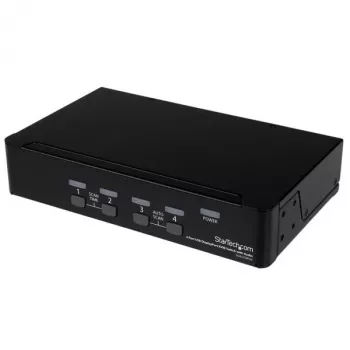 Conmutador KVM USB DisplayPort de 4 puertos StarTech.com con audio, 3840 x 2400 píxeles, negro