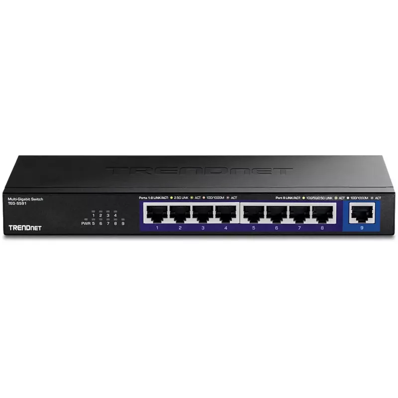 TRENDnet TEG-S591 switch Ethernet no gestionado de 8 puertos 2,5G, 100/1000/2500, 60 Gbit/s, tabla MAC 4000, montaje en pared