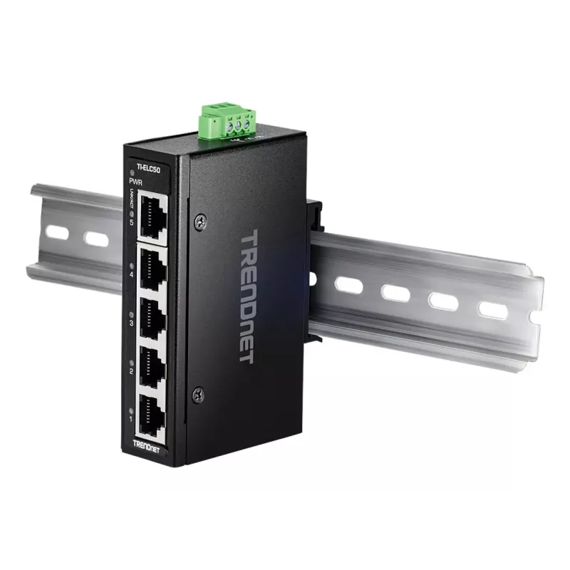 Switch de red TRENDnet TI-ELC50 no gestionado 5 puertos Fast Ethernet (10/100), 9,6–60 V, montaje en pared/carril DIN
