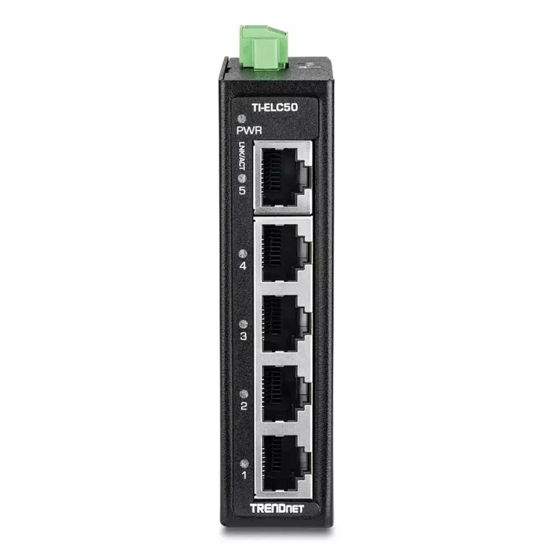 Switch de red TRENDnet TI-ELC50 no gestionado 5 puertos Fast Ethernet (10/100), 9,6–60 V, montaje en pared/carril DIN