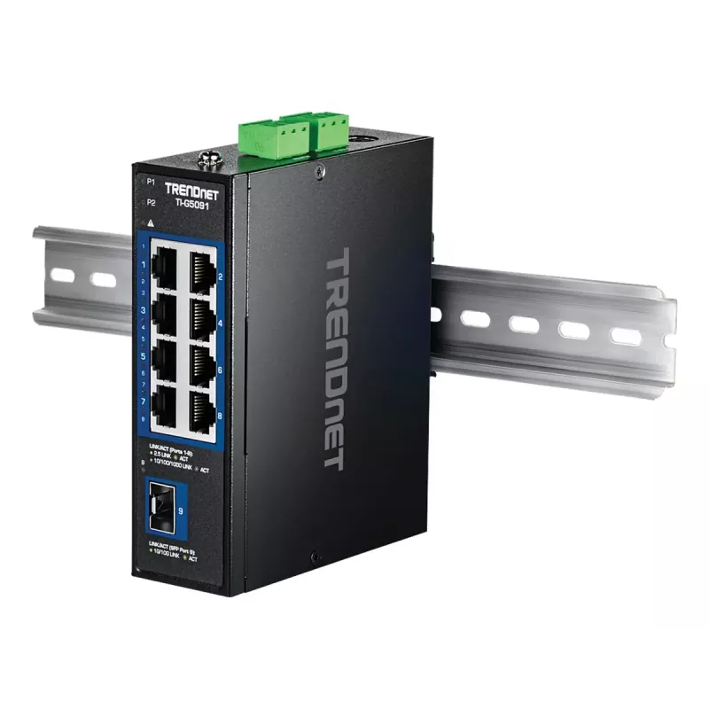 TRENDnet TI-G5091 switch Ethernet industrial no gestionado de 9 puertos 2.5G con puerto 10G SFP+
