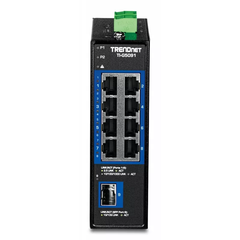 TRENDnet TI-G5091 switch Ethernet industrial no gestionado de 9 puertos 2.5G con puerto 10G SFP+