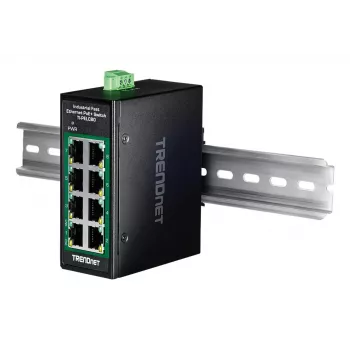 Switch Fast Ethernet PoE no gestionado TRENDnet TI-PELC80 — 8x 10/100 Mbps RJ-45, IEEE 802.3af/at, 48–56V DC, montaje en pared