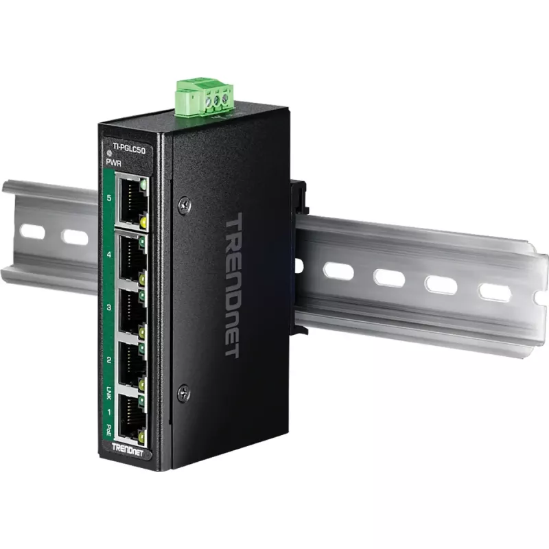 TRENDnet TI-PGLC50 Switch industrial Gigabit Ethernet PoE+ de 5 puertos no gestionado