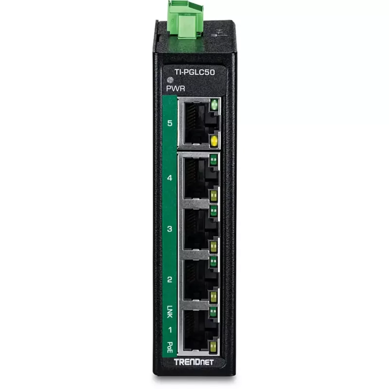 TRENDnet TI-PGLC50 Switch industrial Gigabit Ethernet PoE+ de 5 puertos no gestionado