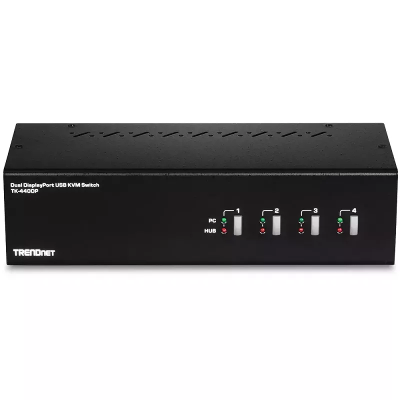 Switch KVM Trendnet TK-440DP negro plata
