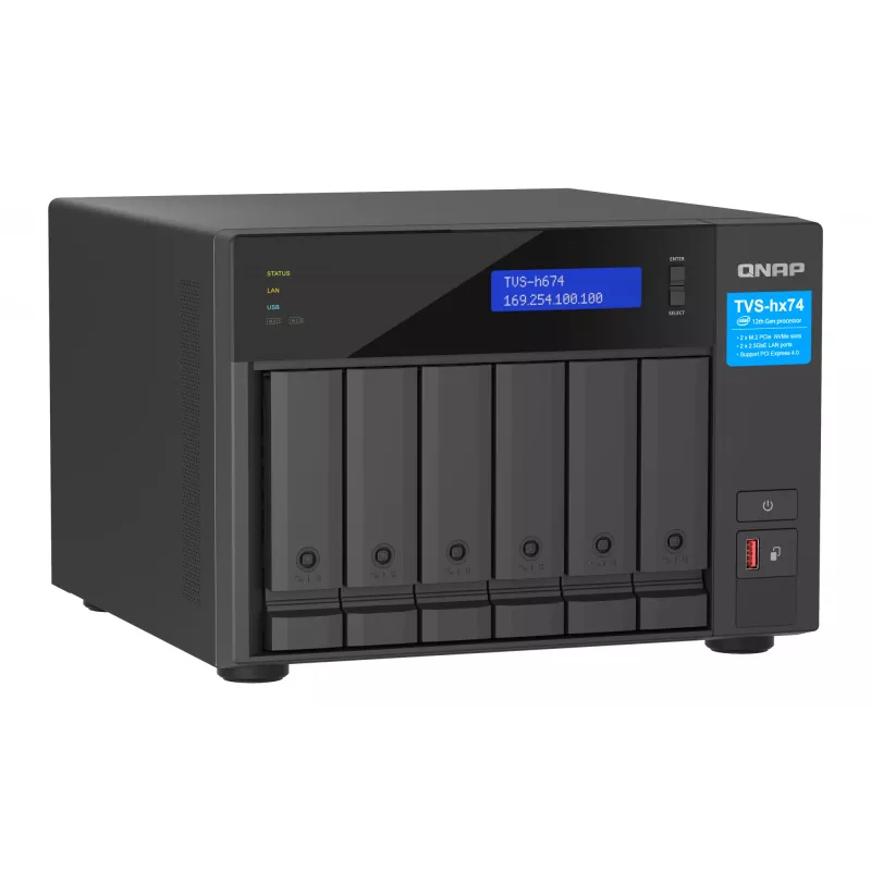 QNAP TVS-h674 torre NAS Intel® Core™ i3 i3-12100 16 GB DDR4 0 TB QuTS hero Black