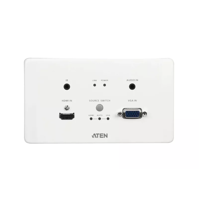 Transmisor ATEN HDMI y VGA HDBaseT con placa de pared UE / PoH (4K@100m) (HDBaseT Class A)