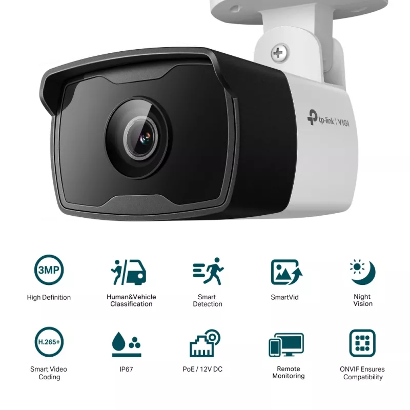 TP-Link VIGI C330I Cámara de seguridad IP tipo bala Exterior 2304 x 1296 píxeles Techo/Pared/Mástil