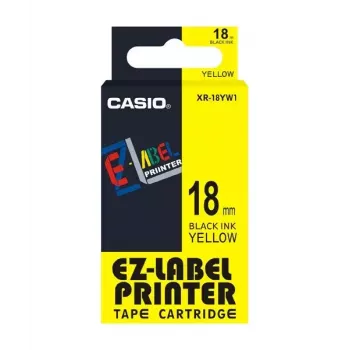 Cinta de etiquetar Casio XR-18YW1 negro sobre amarillo