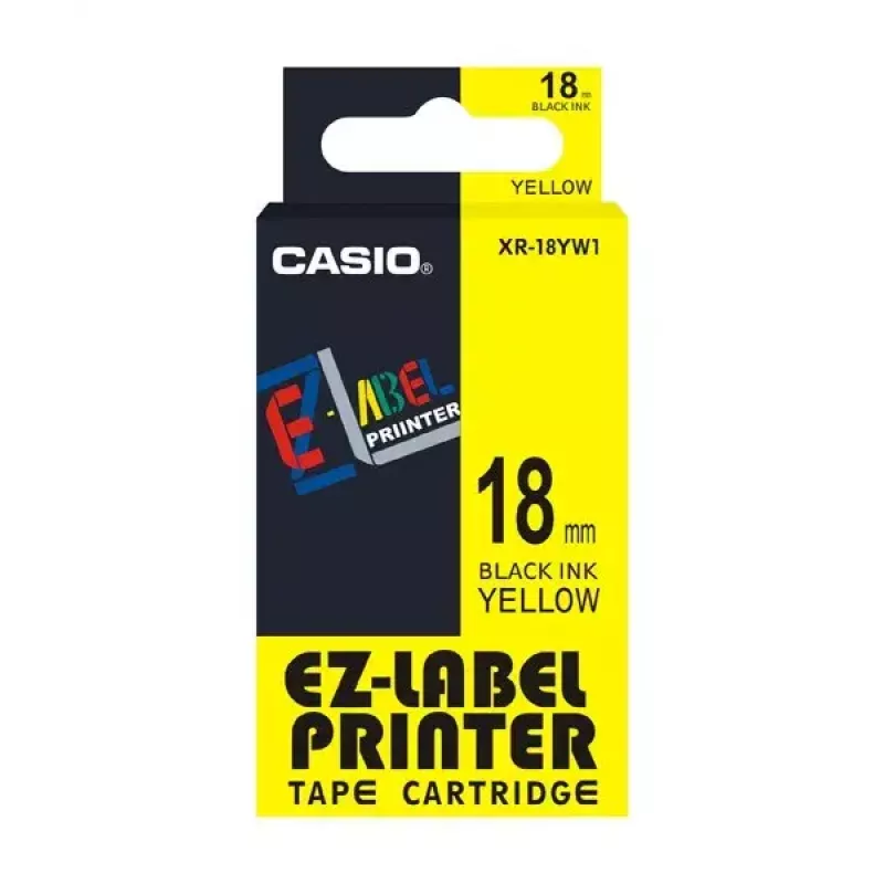 Cinta de etiquetar Casio XR-18YW1 negro sobre amarillo