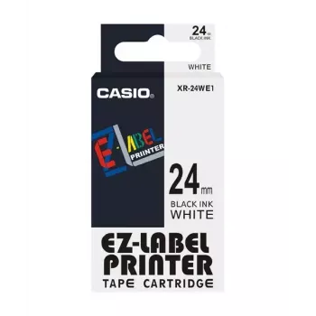 Cinta para etiquetadora Casio XR-24WE1 negro sobre blanco
