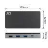 ACT Estación de acoplamiento USB-C 4K MST para 2 monitores HDMI, Ethernet, USB-C, 3x USB-A, PD-Passthrough y 1 metro de cable de conexión extraíble