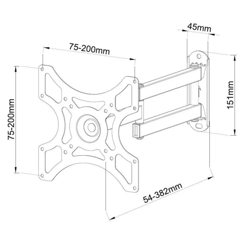Techly Soporte de pared para LCD LED 19-37'' inclinable 2 articulaciones Negro ICA-LCD 2923B