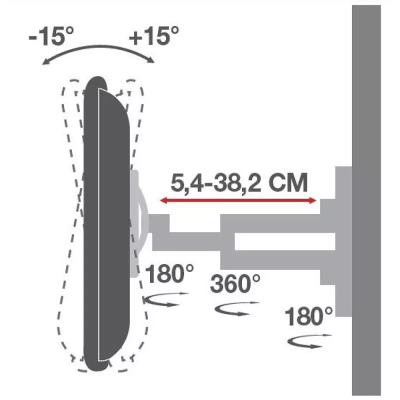 Techly Soporte de pared para LCD LED 19-37'' inclinable 2 articulaciones Negro ICA-LCD 2923B