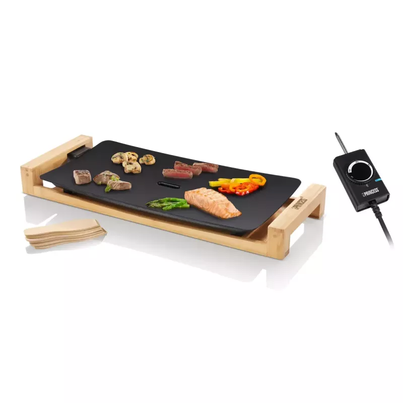 Placa de cocina Princess 103026 Table Chef Pure Black aluminio bambú negro 220W