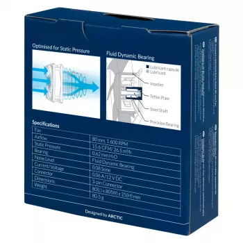 ARCTIC P8 Silent – Ventilador de 80 mm optimizado para presión, extra silencioso