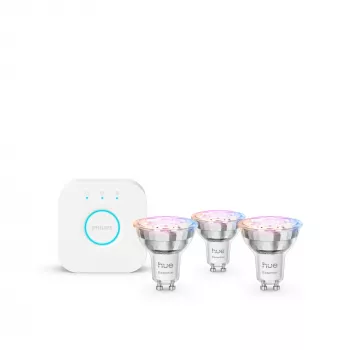 Philips Hue White and Colour Ambience Essential Starter-Kit: 3 bombillas inteligentes GU10 (345 lm)