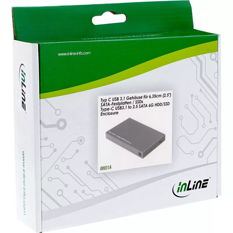 InLine Carcasa ext. 2,5 pulgadas USB 3.1, para HDD/SSD SATA, con conector USB-C