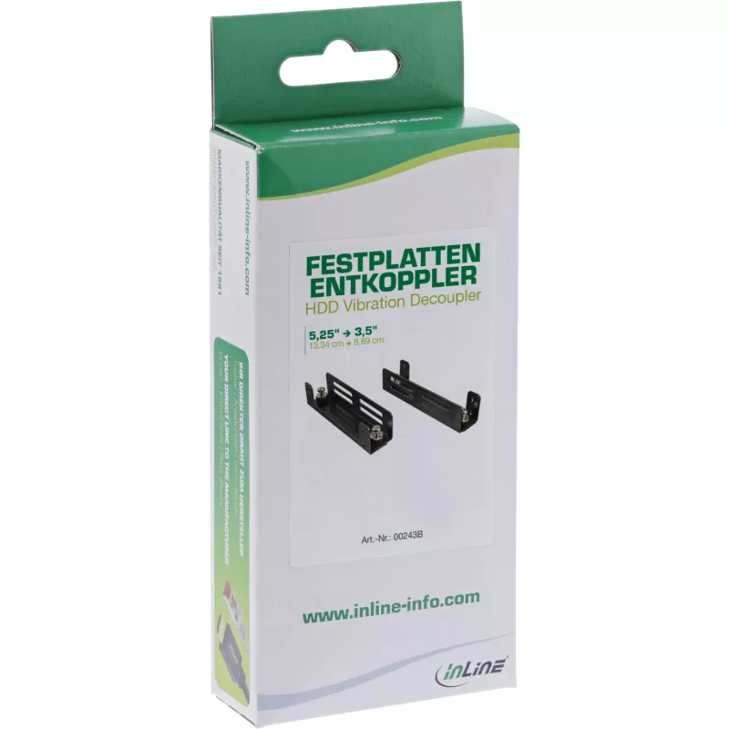 Desacoplador para disco duro InLine, antivibración, de 5,25 pulgadas a 3,5 pulgadas, negro