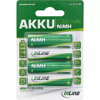InLine Batería NiMH, Mignon (AA), 2350 mAh, lista para usar