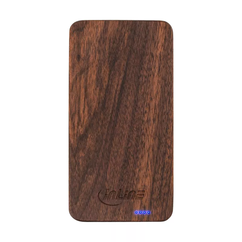 InLine woodplate, PowerBank USB 5.000mAh, con LED, nogal
