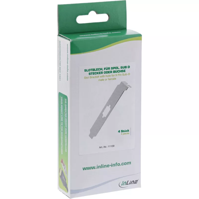 InLine chapa de ranura con hueco para conector hembra o macho Sub-D de 9 pines, 4 uds.