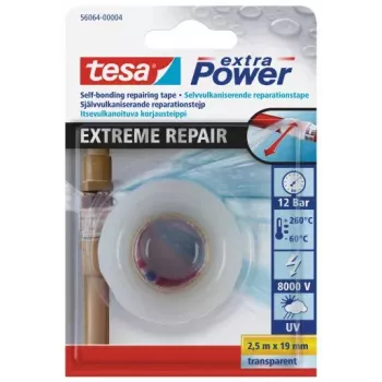 tesa extra Power Extreme Repair Cinta autofusionable, 2,5 m x 19 mm, transparente
