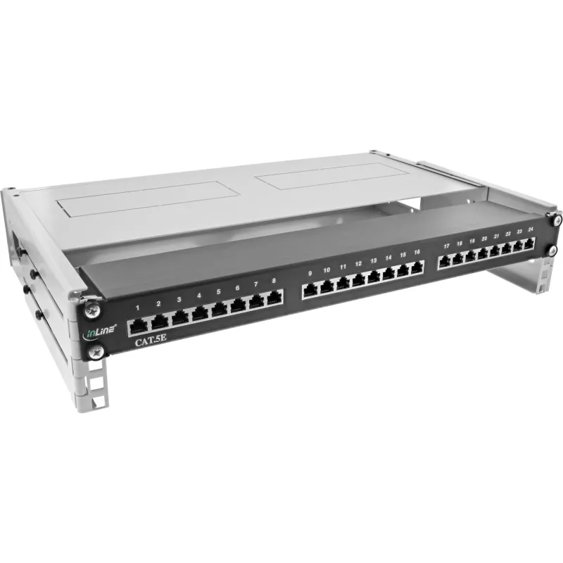 Rack plegable InLine 19 pulgadas, 2HE, 24–40 cm de profundidad, con tapa, gris