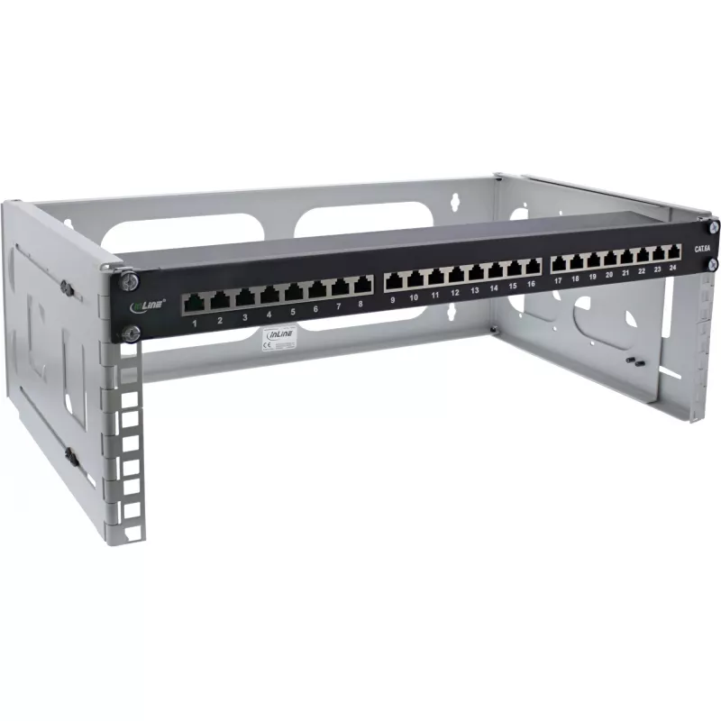 Rack de montaje en pared InLine 19 pulgadas 4HE 24–40 cm de profundidad gris