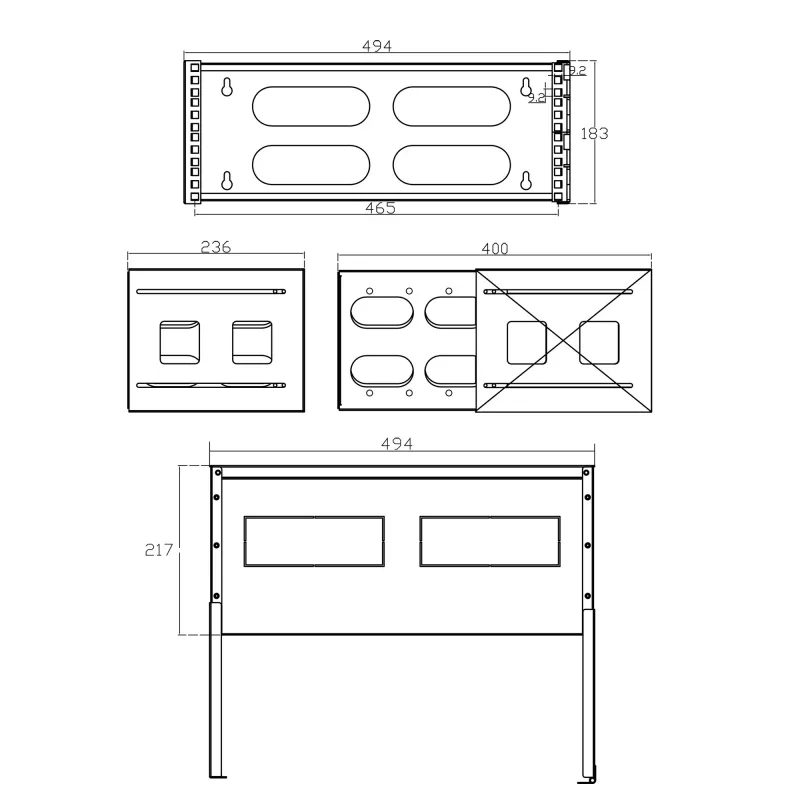 Rack plegable InLine 19 pulgadas, 4HE, 24-40cm de profundidad, con tapa, gris