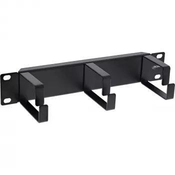 Panel de gestión de cables InLine 10 pulgadas, 3 soportes, RAL 9005, negro