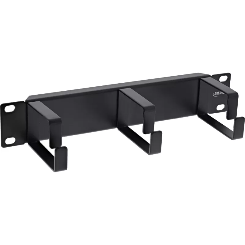 Panel de gestión de cables InLine 10 pulgadas, 3 soportes, RAL 9005, negro