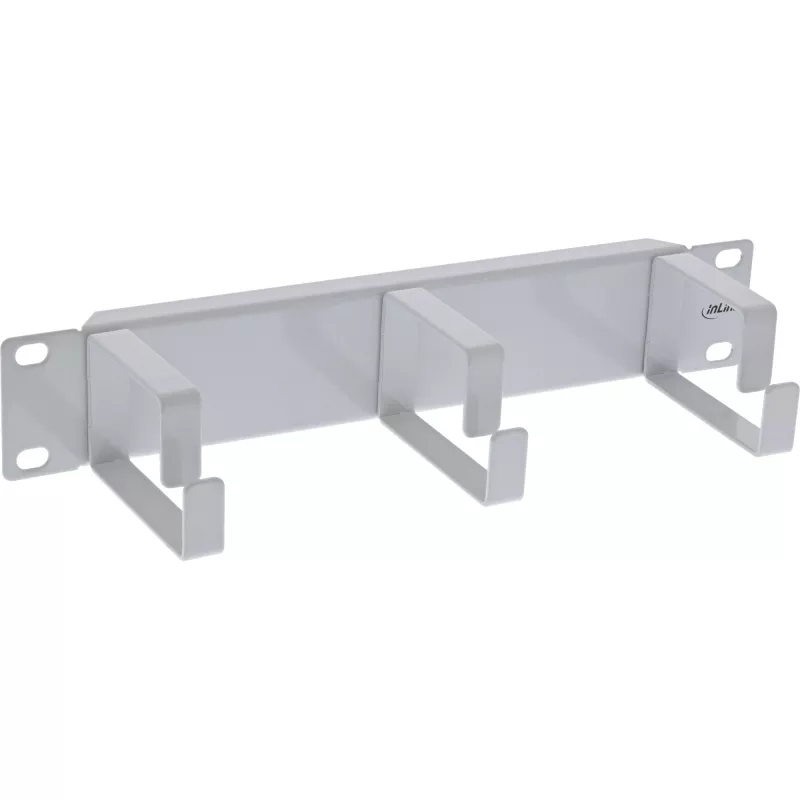 Panel de gestión de cables InLine 10 pulgadas, 3 soportes, RAL 7035 gris