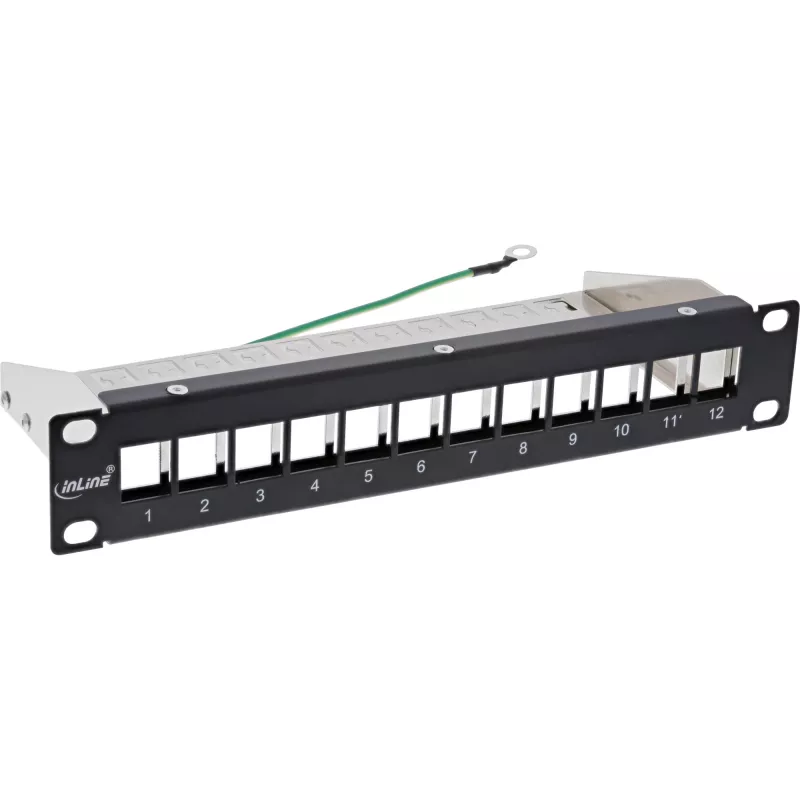 Caja vacía de patch panel InLine 10 pulgadas 12 vías, para módulos Keystone, 1U negro