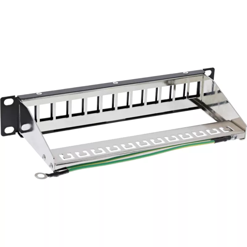 Caja vacía de patch panel InLine 10 pulgadas 12 vías, para módulos Keystone, 1U negro