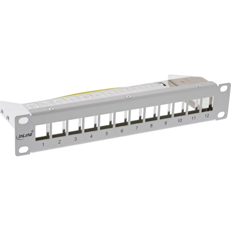 Caja vacía de patch panel InLine 10 pulgadas 12 vías, para módulos Keystone, 1HE gris