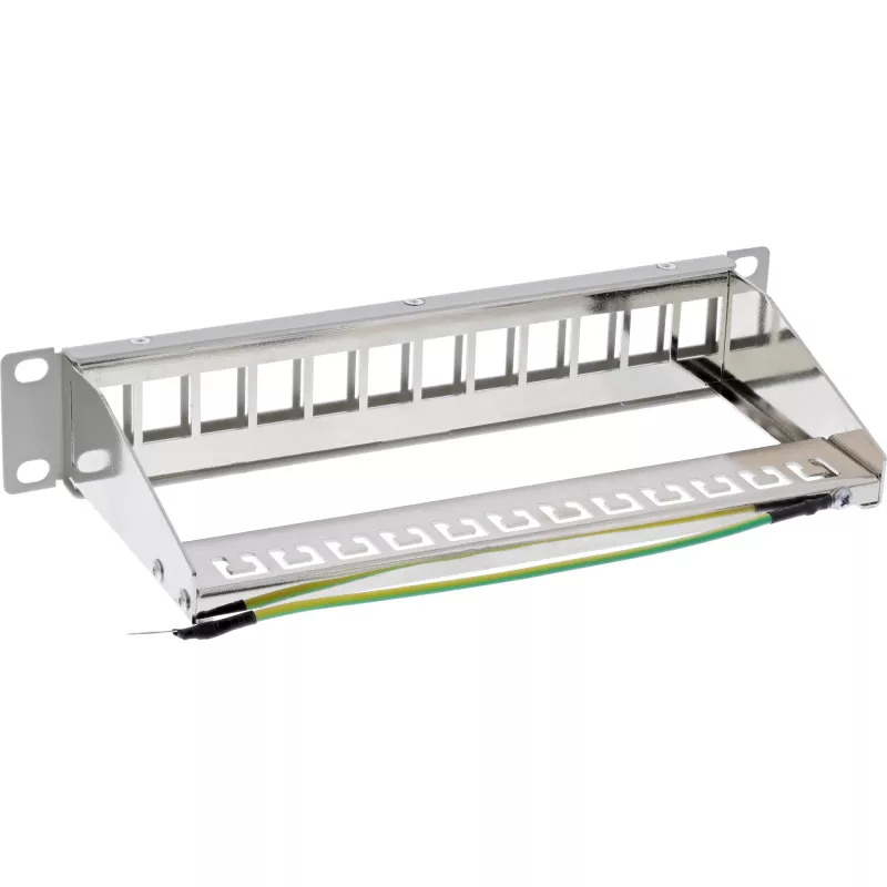 Caja vacía de patch panel InLine 10 pulgadas 12 vías, para módulos Keystone, 1HE gris