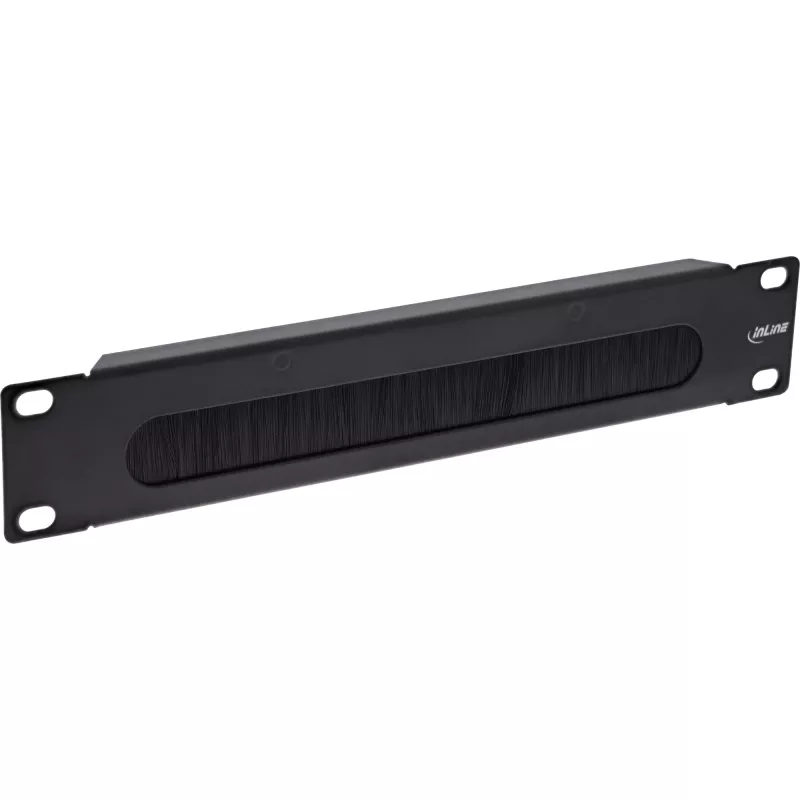 Tapa pasacables con cepillo InLine 10 pulgadas, 1HE, RAL 9005 negro