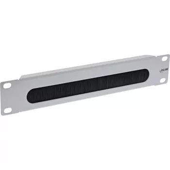 Placa pasacables con cepillo InLine 10 pulgadas, 1U, RAL 7035 gris