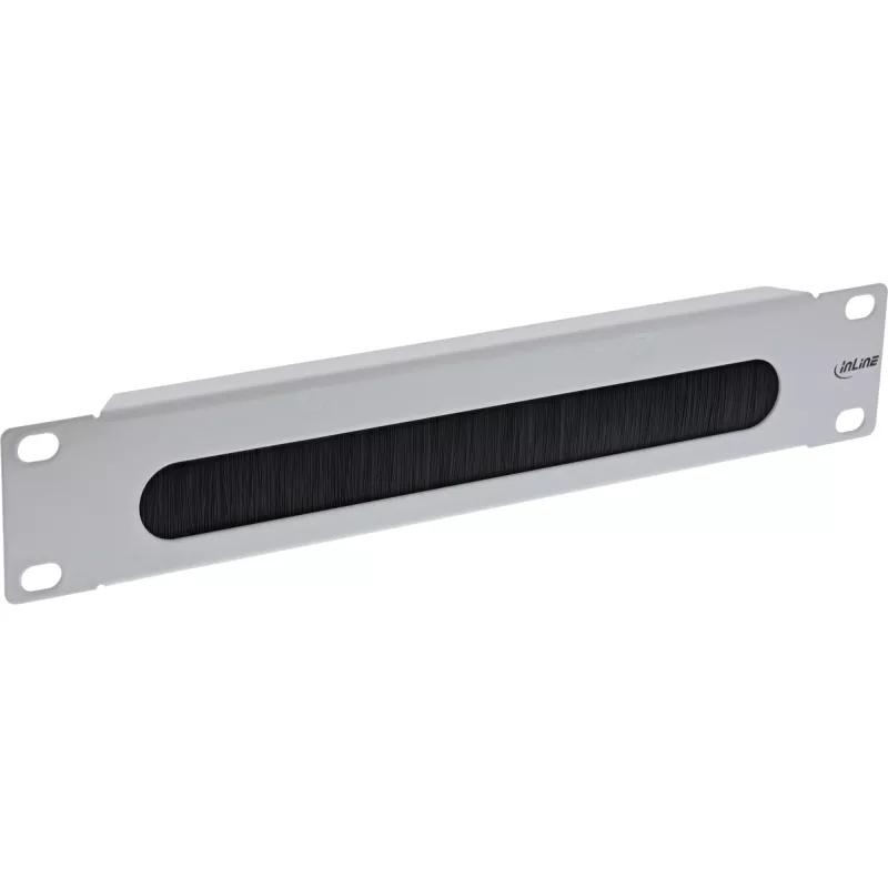 Placa pasacables con cepillo InLine 10 pulgadas, 1U, RAL 7035 gris